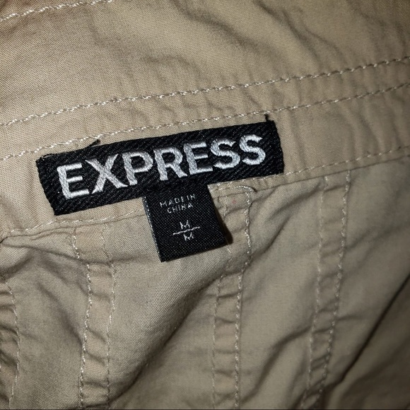 Express Casual Beige Tan Zip Up Utility Jacket - Picture 4 of 12